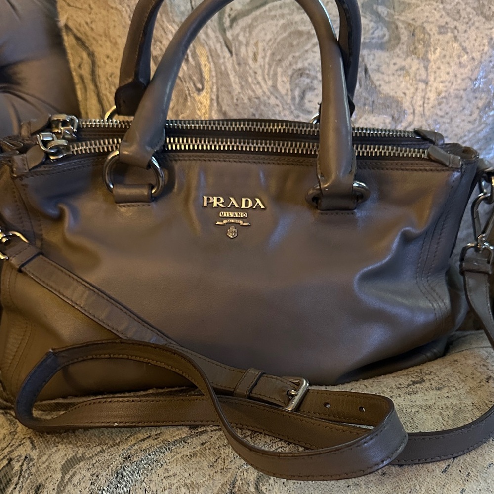 Prada Dark grey double zipper Prada bag. Two zip pockets. Offers are considered.